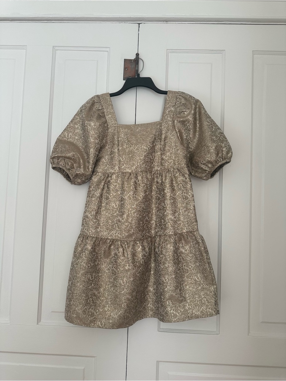 Versona Metallic Gold Textured Mini Dress